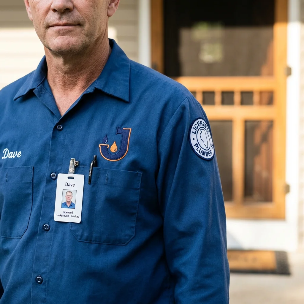 Licensed plumber showing ID badge in Mantorville, MN