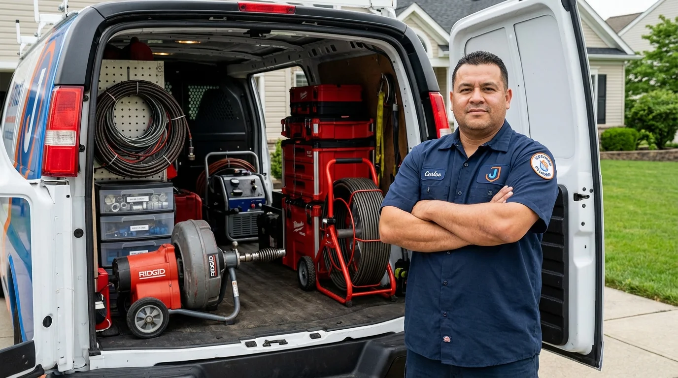 Professional drain cleaning equipment and Johns Plumbing LLC plumber in Mantorville