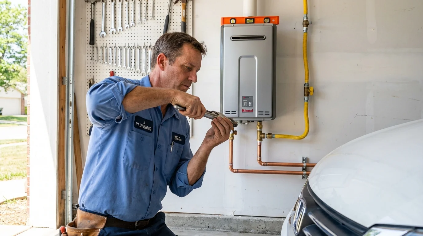 Tankless water heater installation by a Johns Plumbing LLC plumber in Mantorville